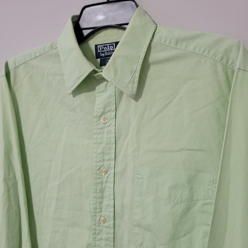 Vintage Polo Ralph Lauren Button Down Mens 16 34/35 Green Check Andrew Classic